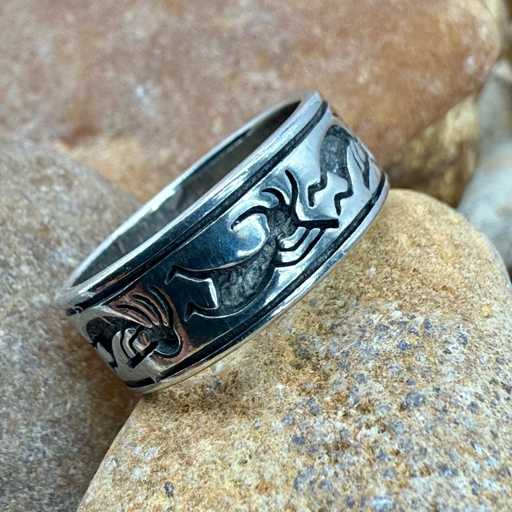 Vintage Shube’s Dakota West Sterling Silver Band Ring Size 7 Southwest Kokopelli - Picture 4 of 17